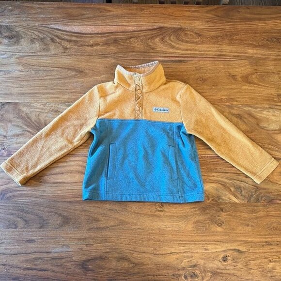 Columbia Kids Steens Mountain 1/4 Snap Fleece Pullover Two-Tone Yellow/Blue - Picture 2 of 11